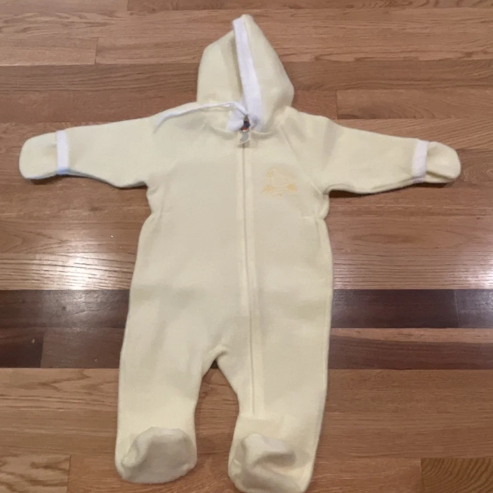 Vintage Carters Yellow Baby Bunting Winter Suit Fleece Size Small up to 20 lbs